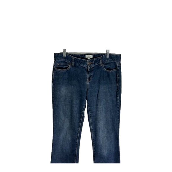 Ann Taylor Loft Jeans Women's Size 10 Blue Dark Wash Flare Denim Flap Pocket - Picture 2 of 8